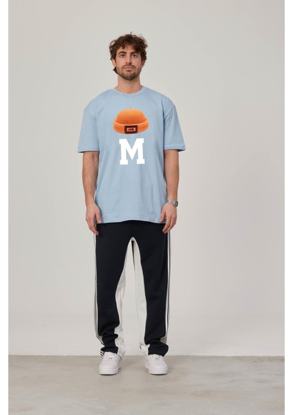 M Harf Baskılı Bebe Mavisi Tshirt