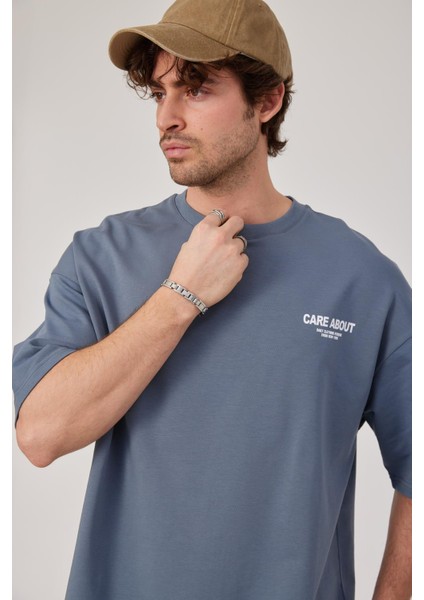 Care About Yazılı Pastel Mavi T-Shirt modelleri