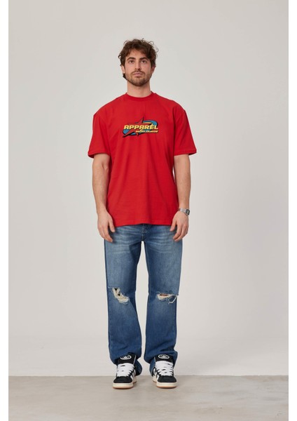 Apparel Baskılı Kırmızı Tshirt