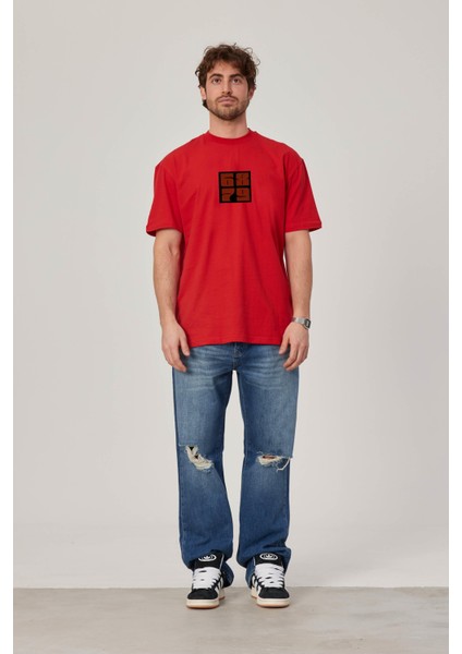 6879 Baskılı Kırmızı Tshirt