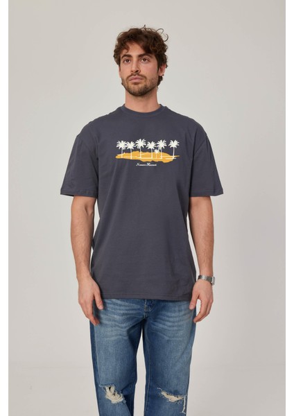 Hawaii Baskılı Antrasit Tshirt fiyatları
