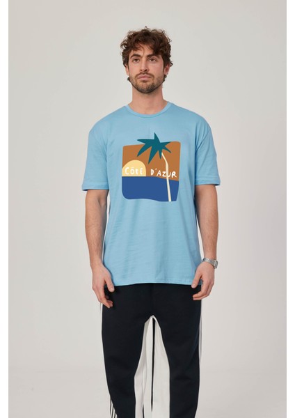 Cofe D'azur Resim Baskılı Mavi Tshirt fiyatları
