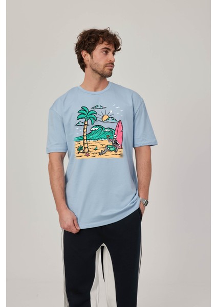 Sörfçü Iskelet Baskılı Bebe Mavisi Tshirt fiyatları