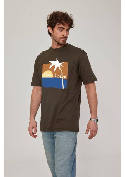 Cofe D'azur Resim Baskılı Haki Tshirt fiyatları