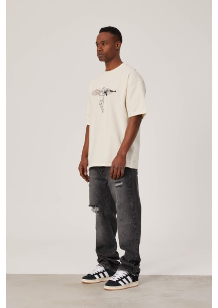 Melek Baskılı Krem Tshirt modelleri