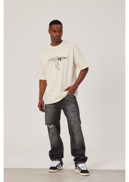 Melek Baskılı Krem Tshirt indirimleri