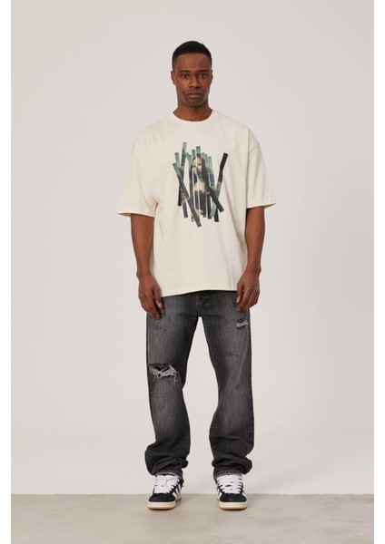 Mona Lisa Baskılı Krem Tshirt