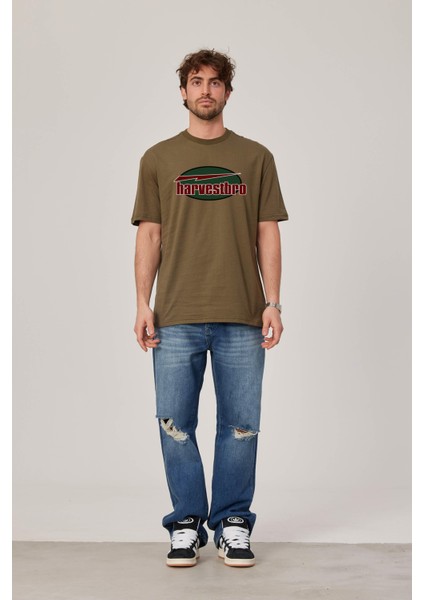 Harvestbro Renkli Yazılı Yeşil Tshirt