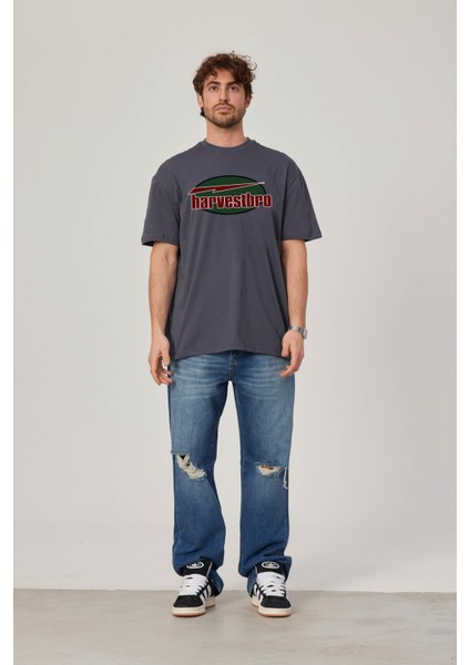 Harvestbro Renkli Yazılı Antrasit Tshirt