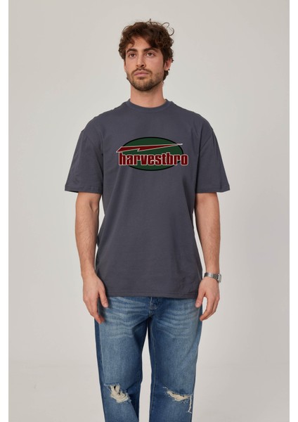 Harvestbro Renkli Yazılı Antrasit Tshirt fiyatları