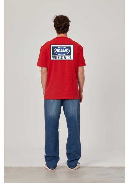 Brand Worldwide Baskılı Kırmızı Tshirt