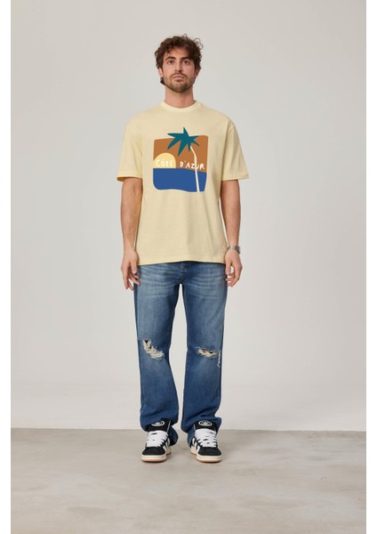 Cofe D'azur Resim Baskılı Sarı Tshirt
