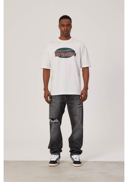 Harvestbro Renkli Yazılı Beyaz Tshirt modelleri