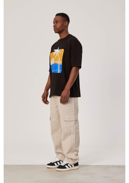 Cofe D'azur Resim Baskılı Siyah Tshirt modelleri