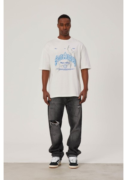 Utopia Figür Baskılı Beyaz Tshirt