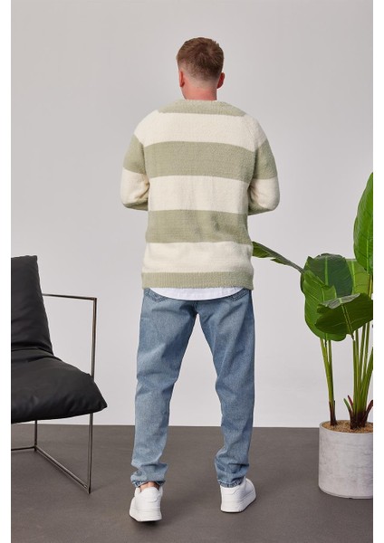 Yeşil Şeritli Yumuşak Dokulu Kazak modelleri