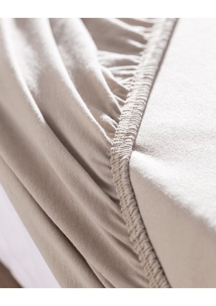 Valeria Tek Kişilik %100 Pamuk Lastikli Penye Çarşaf - Koyu Bej fiyatları
