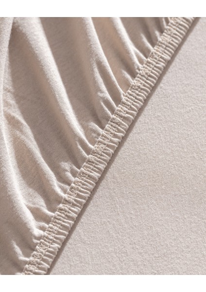 Valeria Tek Kişilik %100 Pamuk Lastikli Penye Çarşaf - Koyu Bej modelleri