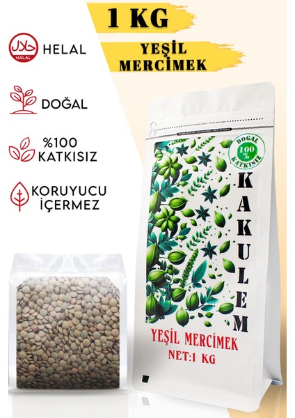 Sertifikalı Köy Mahsulu Yerli Yeşil Mercimek 1 kg