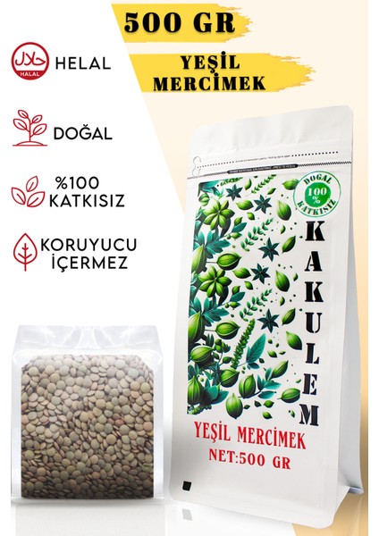 Sertifikalı Köy Mahsulu Yerli Yeşil Mercimek 500 gr