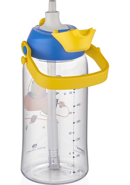 730ML Tritan Tek Kapak Çift Kullanım Pipetli/pipetsiz Askı Aparatlı Tritan Çocuk Su Matarası