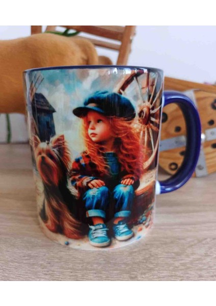 Mugs And Love Rüzgar Gülü Vintage Baskı Büyük Boy Kupa