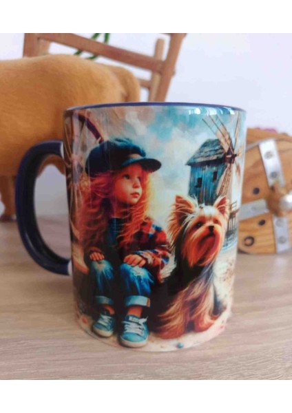 Mugs And Love Rüzgar Gülü Vintage Baskı Büyük Boy Kupa