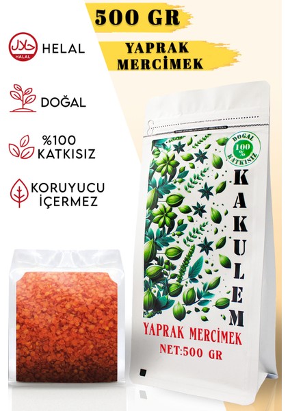 Sertifikalı Kırmızı Yaprak Mercimek 500 gr