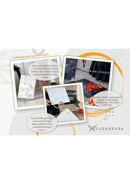 Cam Kesme Tahtası Ahşap Ev Çap 32 cm