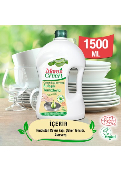 Mom's Green 3'lü Set 1500 ml Organik Aloeveralı Elde Bulaşık Temizleyici 3x1500 ml