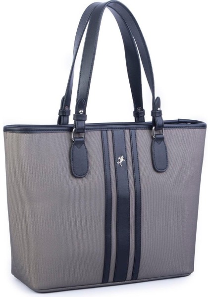 Kadın Omuz Çantası Spor Şık Ayarlanabilir Omuz Askılı Gri Siyah Lacst (33X27X12 cm )