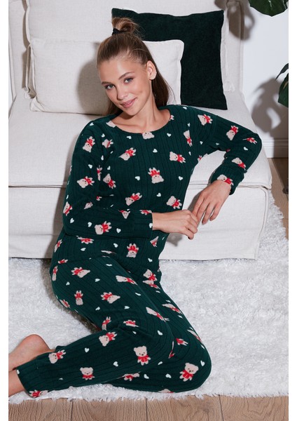 Standart Fit Bisiklet Yaka Pijama Takımı Bayan Pijama Takımı 6093735