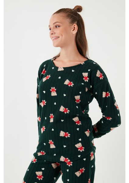 Standart Fit Bisiklet Yaka Pijama Takımı Bayan Pijama Takımı 6093735