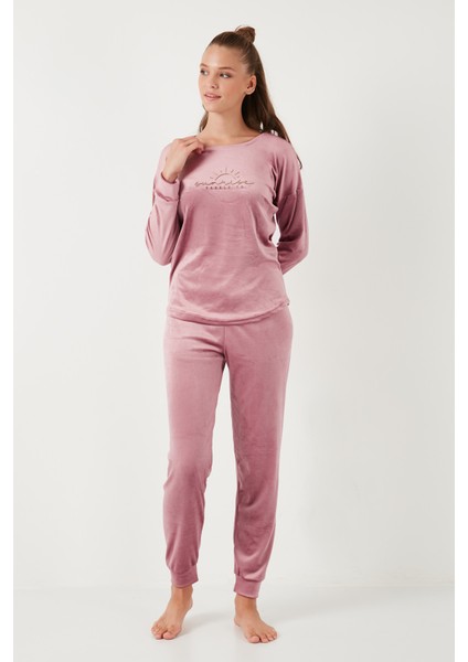 Standart Fit Bisiklet Yaka Pijama Takımı Bayan Pijama Takımı 6094201