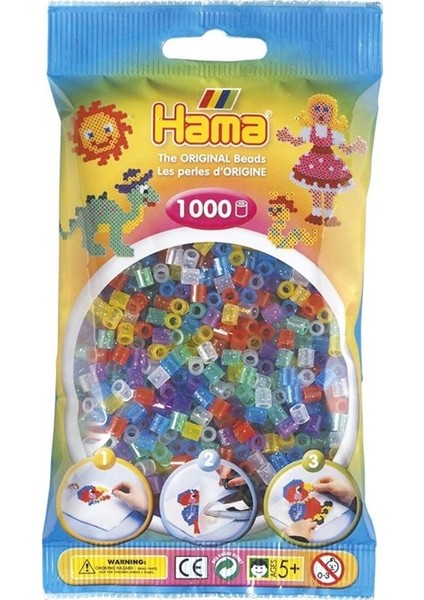 Hama 1.000'Lik Poşet Hama Midi - Şeffaf Simli Renkler fiyatları