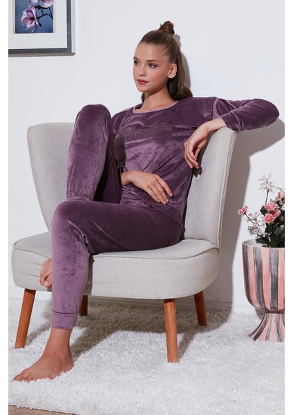 Standart Fit Bisiklet Yaka Pijama Takımı Bayan Pijama Takımı 6094202