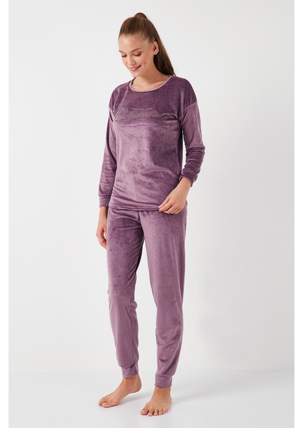 Standart Fit Bisiklet Yaka Pijama Takımı Bayan Pijama Takımı 6094202