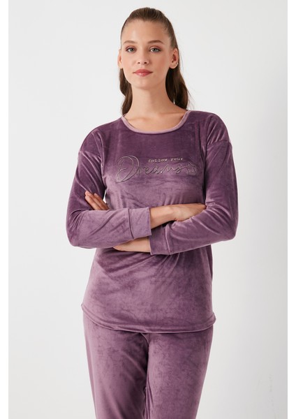 Standart Fit Bisiklet Yaka Pijama Takımı Bayan Pijama Takımı 6094202
