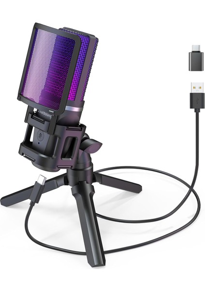 CoverZone Profesyonel Podcast Mikrofon Kiti Pc Dizüstü Bilgisayar Için Vlog Canlı Yayın A68 Siyah Renk