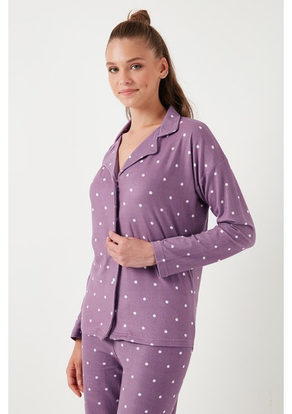 Streç Standart Fit Düğmeli Pijama Takımı Bayan Pijama Takımı 60956601