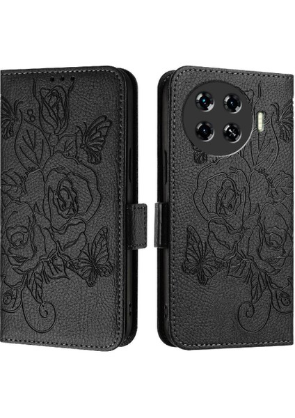 Tecno Spark 20 Pro Artı Kredi ile Pu Deri Manyetik Cüzdan Için Kılıf (Yurt Dışından)
