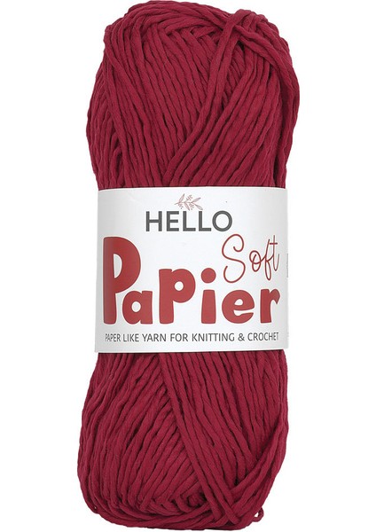 Soft Papier Kağıt Ip Çanta Örme Ipi 100 Gram 100 Metre Bordo P15