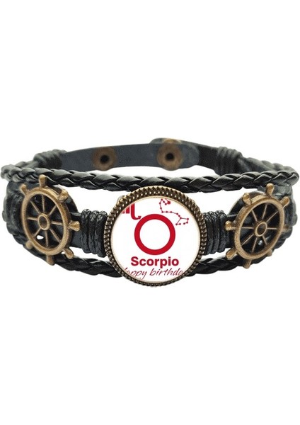 Yıldız Ölümcül Doğum Günü Kutlama Scorpio Deri Kaplı Ocean Bracelet Wristband (Yurt Dışından)