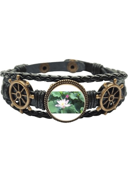 Yakın ve Uzak Lotus Arkaplan Deri Kaplı Ocean Bracelet Wristband (Yurt Dışından)