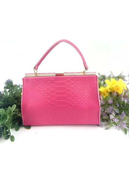 Desenli Askılı El Omuz Fuşya Kadın Çanta