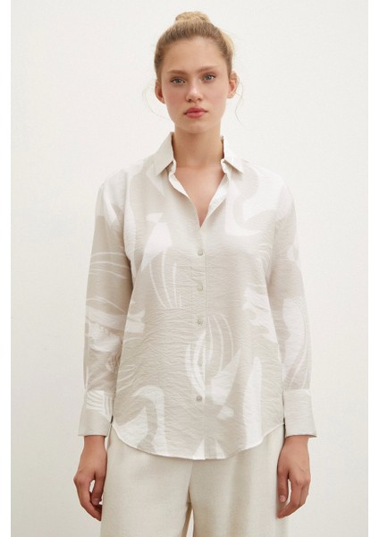 V Yaka Modal Gömlek Bej fiyatları