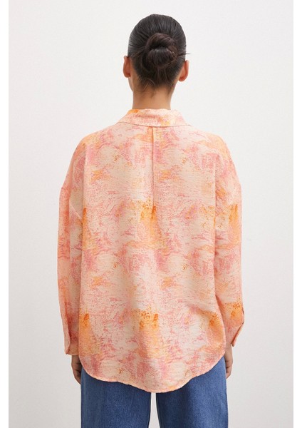 Damla Desenli Modal Gömlek Oranj fırsatları