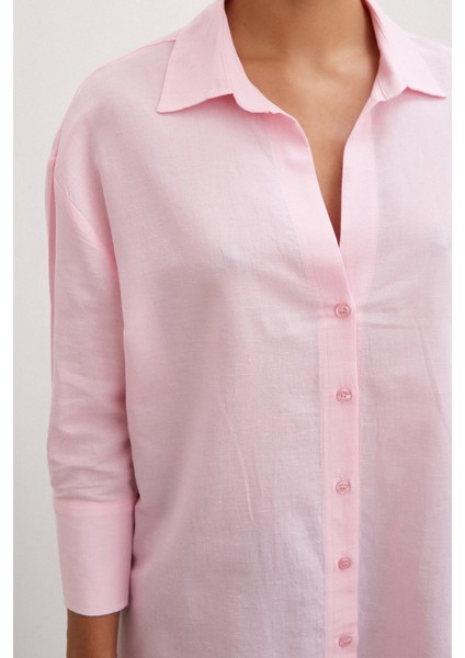 Yırtmaçlı Fakir Kol Gömlek Pembe fiyatları