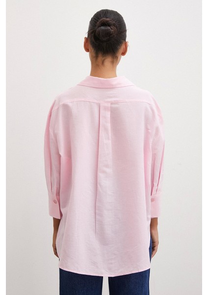 Yırtmaçlı Fakir Kol Gömlek Pembe modelleri
