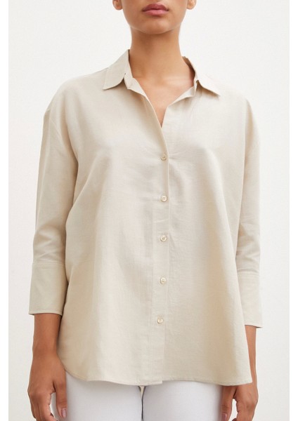 Yırtmaçlı Fakir Kol Gömlek Bej fiyatları